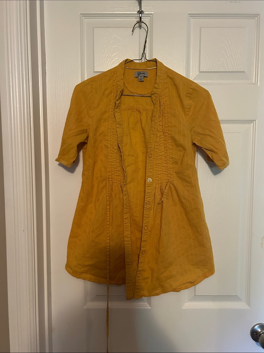 Yellow Short-Sleeve Ruffled Tunic
